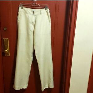 Buttons Cream Linen/Rayon Chinos Tailored Ankle-Length SZ Small